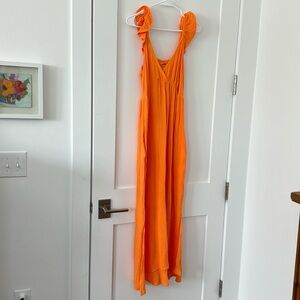 COPY - Bright orange cotton gauze medium dress